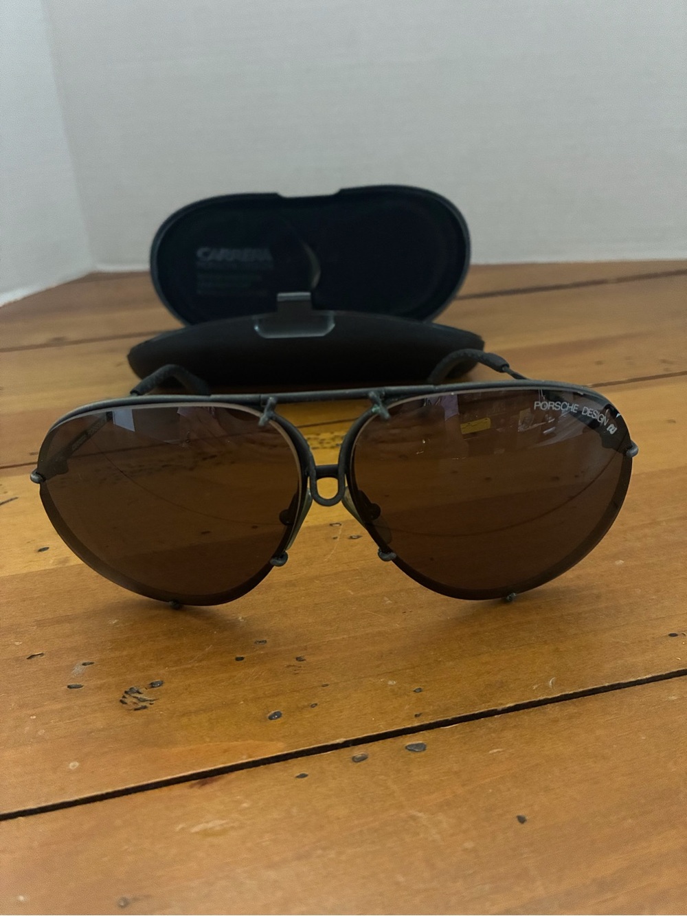 Porsche Design Aviator Sunglasses - Dark Gunmetal Frame with Black Lenses